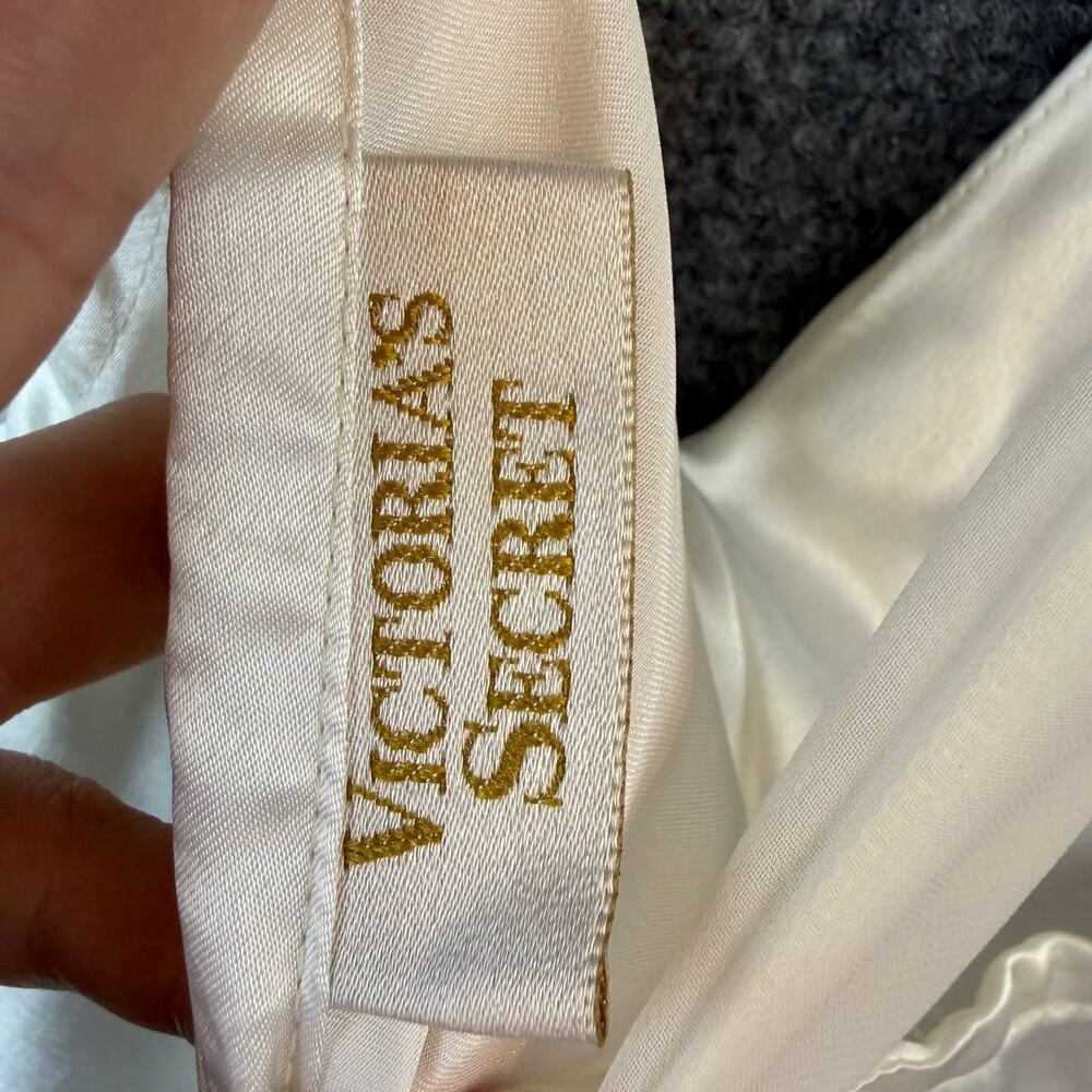 Vintage Victoria’s Secret White Slip Dress Bow Ruffle Sheer Medium - Picture 13 of 16
